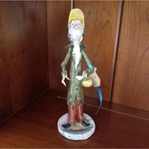 TP Cearmiche Signed Poli Italy Ceramic Art Pottery Fisherman Statue Figurine